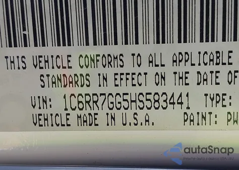 2017 Ram 1500 Slt 4X4 6'4 Box из США, поврежденный, VIN 1C6RR7GG5HS583441